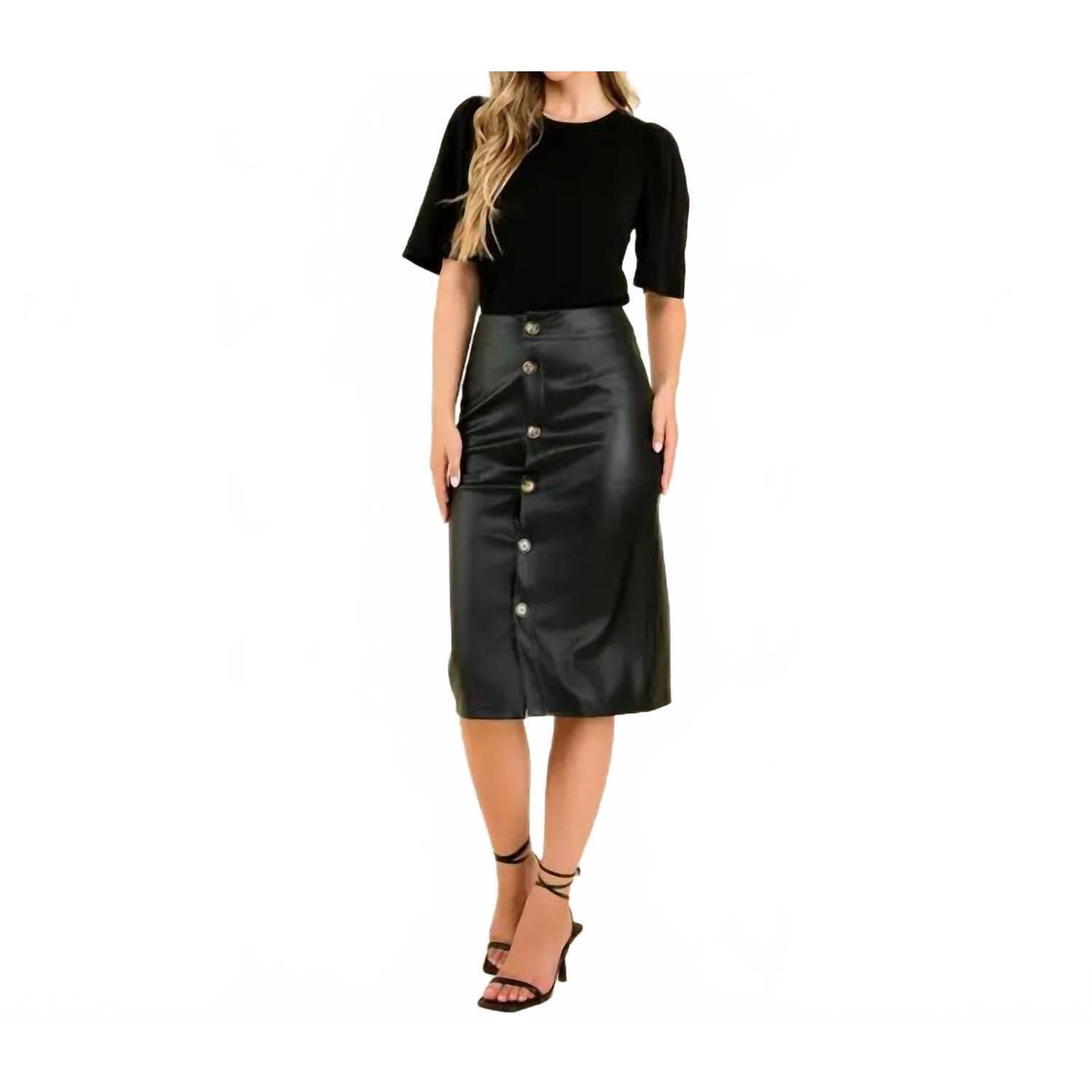 New Thml Milan Faux Leather Midi Skirt In Black